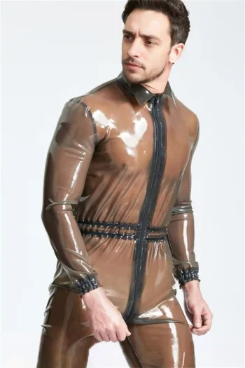 Male Translucent Front Zip Romper