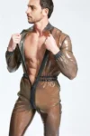 Male Translucent Front Zip Romper