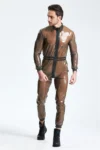 Male Translucent Front Zip Romper