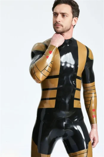 Male Blazing Gold Back Zip Catsuit