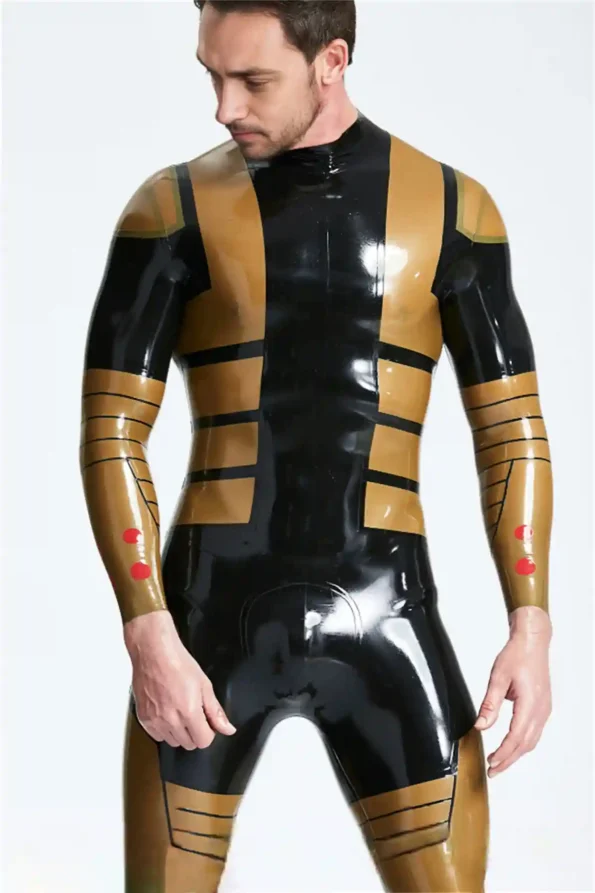 Male Blazing Gold Back Zip Catsuit