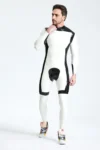 Male White Knight Back Zip Catsuit