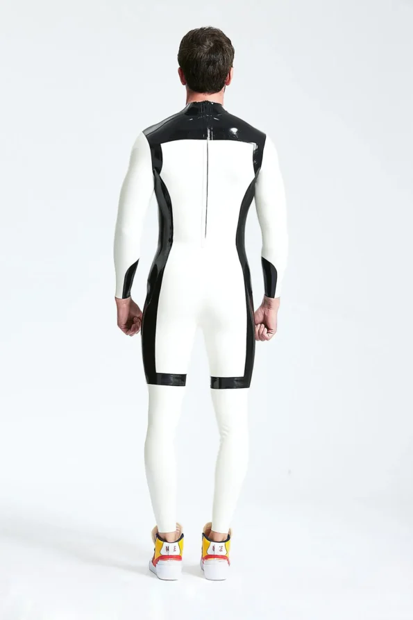 Male White Knight Back Zip Catsuit