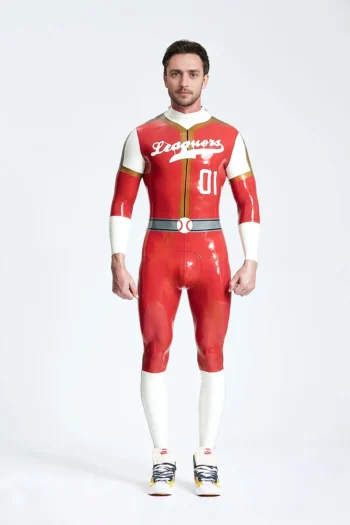 Male Leaguers Baseball Look Shoulder Zip Catsuit