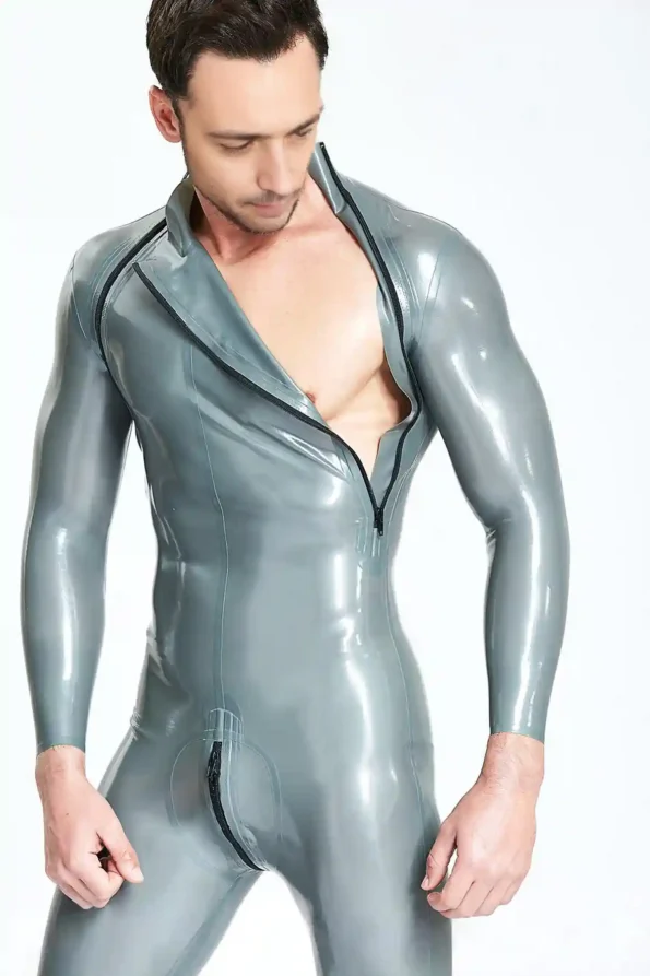 Male Double-Diagonal Zip Catsuit