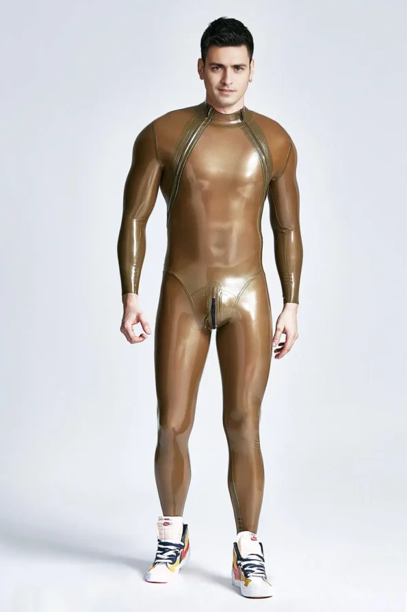 Male Double-Diagonal Zip Catsuit