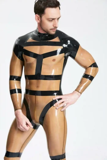 Male Harnessed Translucent Catsuit