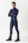 Male Pencil-Striped Neck Entry Catsuit