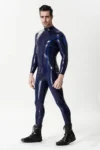 Male Pencil-Striped Neck Entry Catsuit