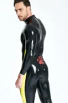 Male Pencil-Striped Neck Entry Catsuit