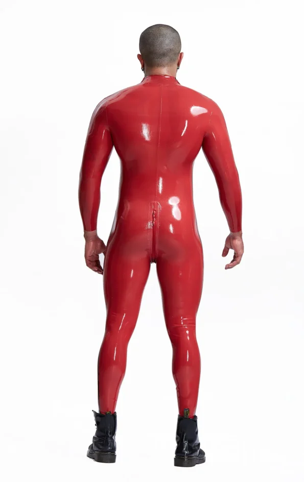 Male Double Lines Shoulder-Zipper Latex Catsuit