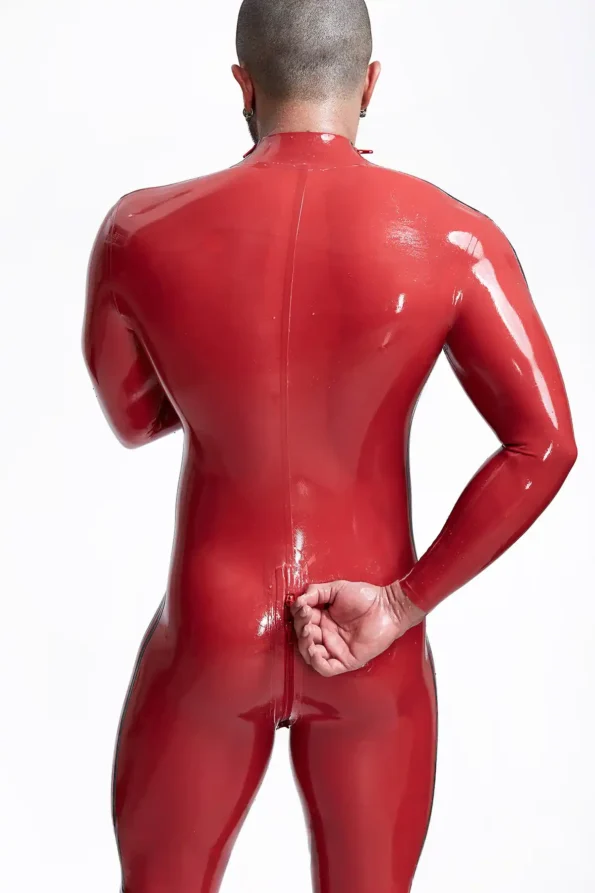 Male Double Lines Shoulder-Zipper Latex Catsuit