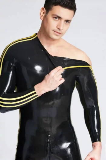 Male Triple-Striper Shoulder-Zipper Catsuit