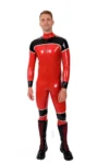 Male Double Lines Shoulder-Zipper Latex Catsuit