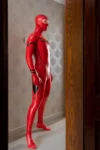 Male Red Ninja Latex Catsuit