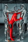 Male Red Ninja Latex Catsuit