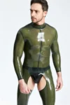 Male Silver Streak Rubber Catsuit