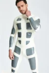 Male Silver Streak Rubber Catsuit