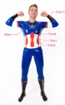 Male American Hero Latex Neck Entry Cosplay Catsuit With Feet