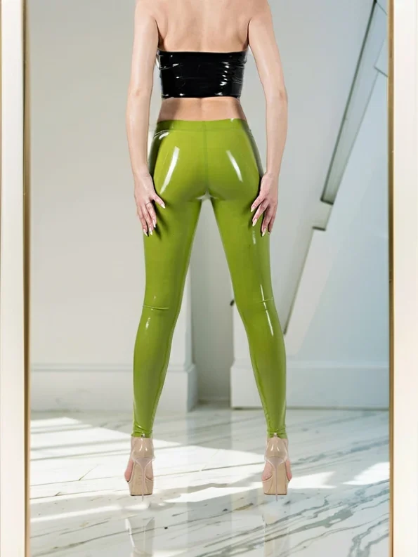 Lime Latex Fetish Leggings with Waistband