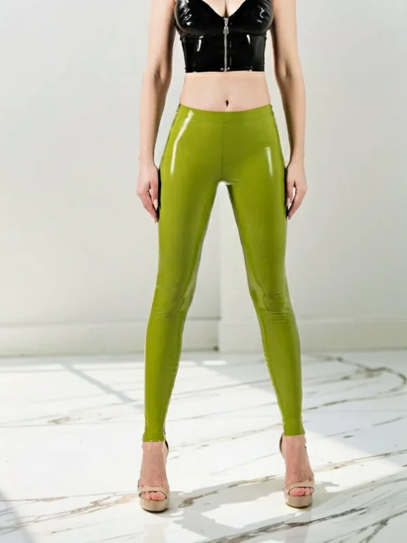 Lime Latex Fetish Leggings with Waistband