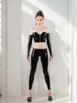 Seductive Shining Black Latex Leggings with a zipped crotch