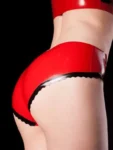 Latex panties sexy bow red black latex clothing