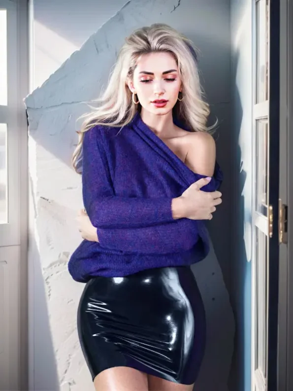 latex mini Skirt tight classic style rubber sexy shine mature