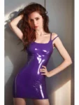 latex tight dress rubber violet dress sexy