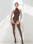 body stripes latex sexy shine mature leotard