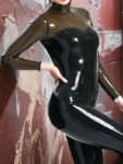 Black women's latex suit custommade transparent