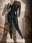 Black women's latex suit custommade transparent