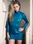 latex tight dress rubber violet dress sexy