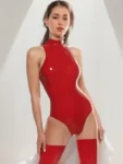 Red Latex Bodysuit with zipper