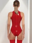 Red Latex Bodysuit with zipper