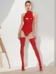 Red Latex Bodysuit with zipper