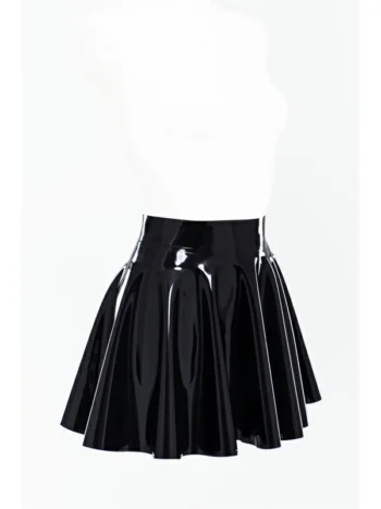 Latex fit and flare skirt