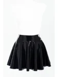 Latex fit and flare skirt