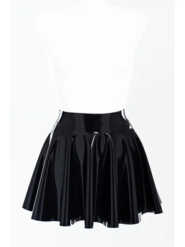 Latex fit and flare skirt