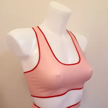 Latex sports style bralet with contrast trim