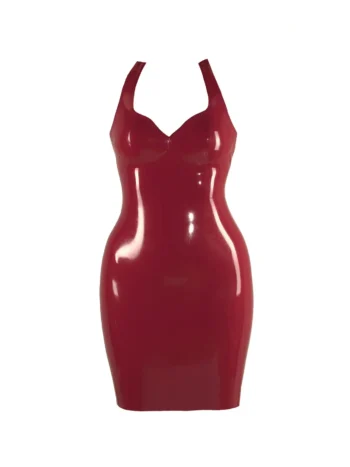 Fitting latex halter dress