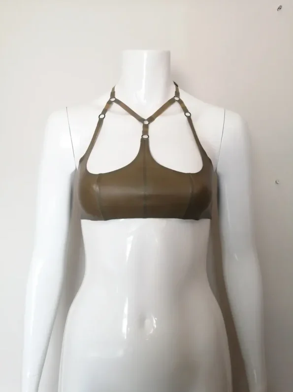 Latex Halter Neck Cropped Bralette