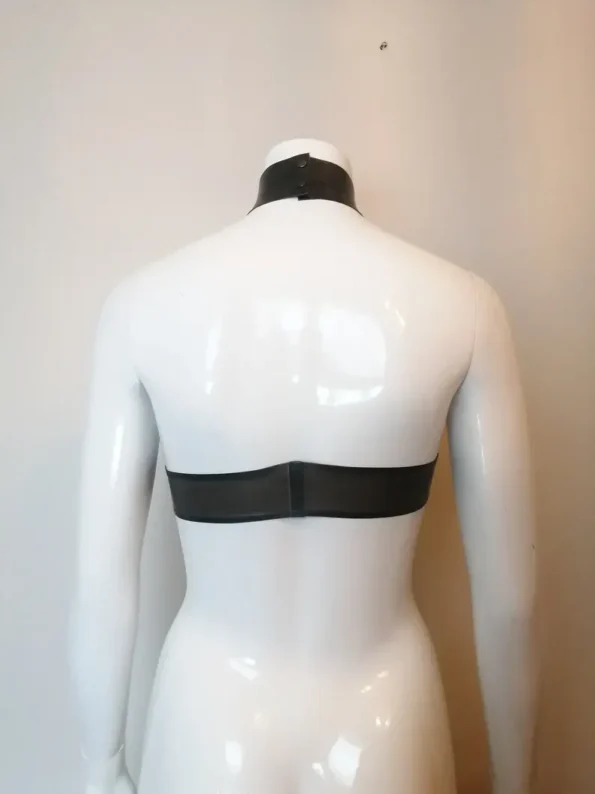 Latex Under-boob Halter Neck Top with Popper fastening High Neck