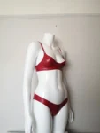 Latex Two Piece Set with Low Waist Briefs and Round Cup Bra