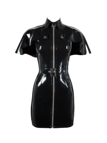 Latex dress boasts princess seams