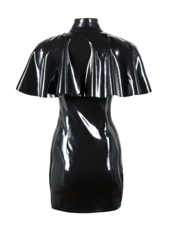 Latex dress boasts princess seams