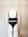 Latex Bra and High-waist Thong, Two Piece Set