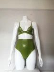 Latex Two Piece Set with Extreme High-waist Knickers and Round Cup Bra