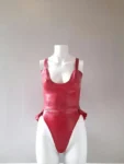 Latex Triple Heart Set with Under boob Halter Top and High-waist Thong