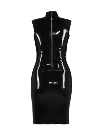 Sleeveless latex dress that highlights